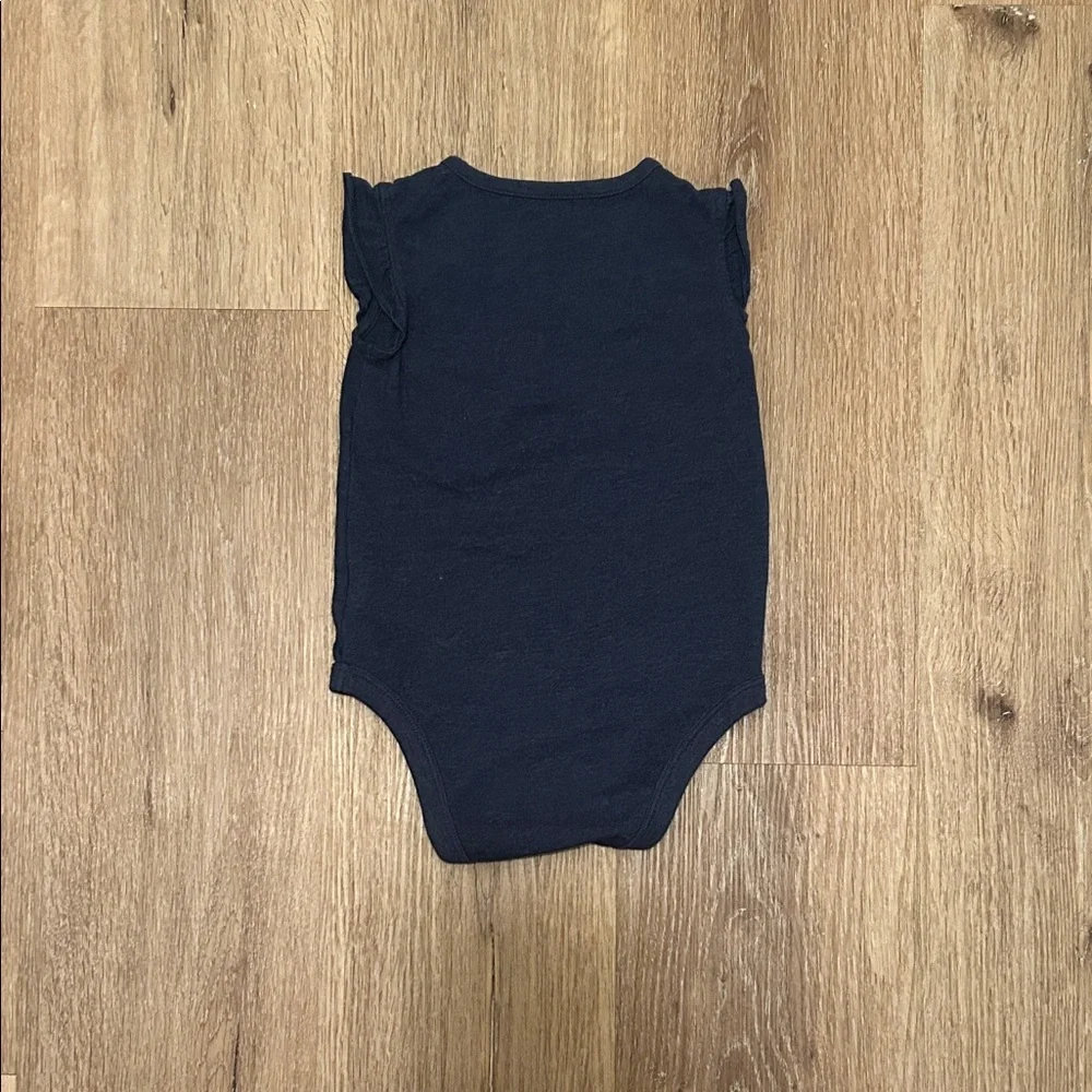Navy Blue Baby Onesie with Floral Detail